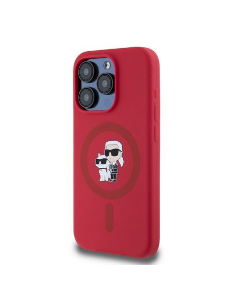 KARL LAGERFELD case for IPHONE 15 Pro compatible with MagSafe KLHMP15LSCMKCRHR (Silicone KC Body Ring) red