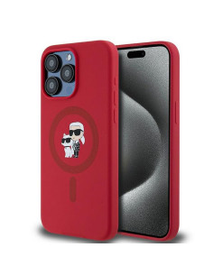 KARL LAGERFELD case for IPHONE 15 Pro Max compatible with MagSafe KLHMP15XSCMKCRHR (Silicone KC Body Ring) red