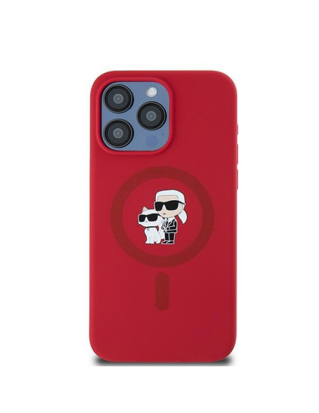 KARL LAGERFELD case for IPHONE 15 Pro Max compatible with MagSafe KLHMP15XSCMKCRHR (Silicone KC Body Ring) red