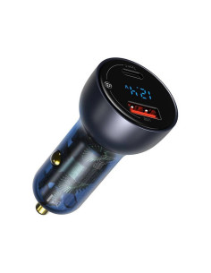 BASEUS Chargeur de voiture USB A + Type C avec écran PD3.0 QC4.0 5A 65W CCKX-C0A/VCKX65C bleu foncé