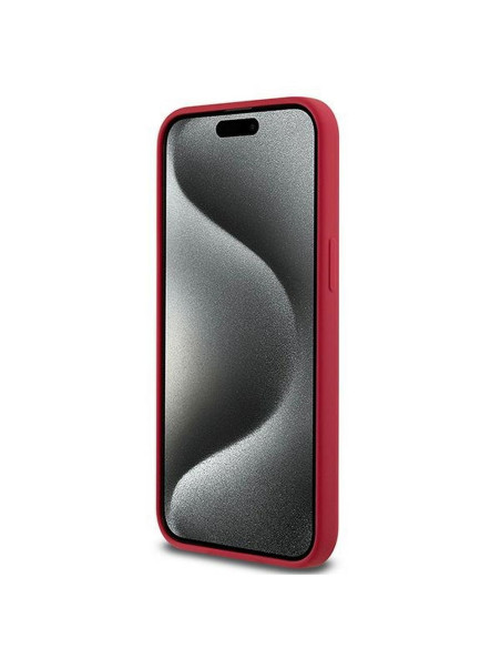 KARL LAGERFELD case for IPHONE 15 Pro Max compatible with MagSafe KLHMP15XSCMKCRHR (Silicone KC Body Ring) red