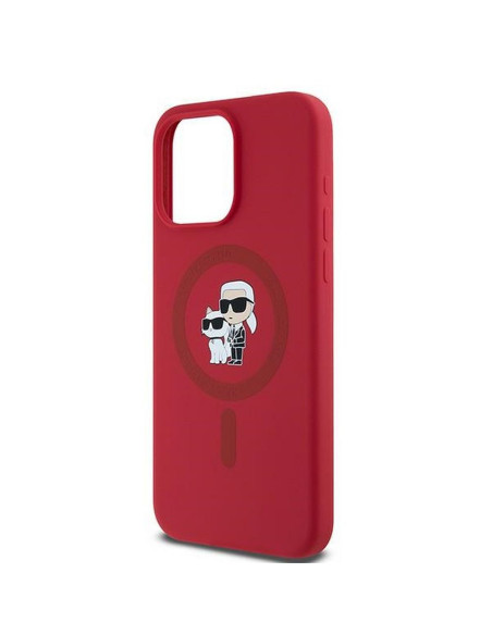 KARL LAGERFELD case for IPHONE 15 Pro Max compatible with MagSafe KLHMP15XSCMKCRHR (Silicone KC Body Ring) red