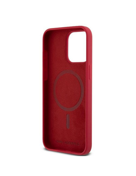 KARL LAGERFELD case for IPHONE 15 Pro Max compatible with MagSafe KLHMP15XSCMKCRHR (Silicone KC Body Ring) red