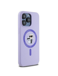 KARL LAGERFELD case for IPHONE 15 Pro Max compatible with MagSafe KLHMP15XSCMKCRHU (Silicone KC Body Ring) purple 2