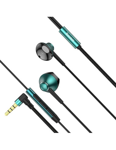 Écouteurs filaires BASEUS avec jack 3,5 mm et microphone Encok H06 vert
