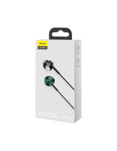 Écouteurs filaires BASEUS avec jack 3,5 mm et microphone Encok H06 vert