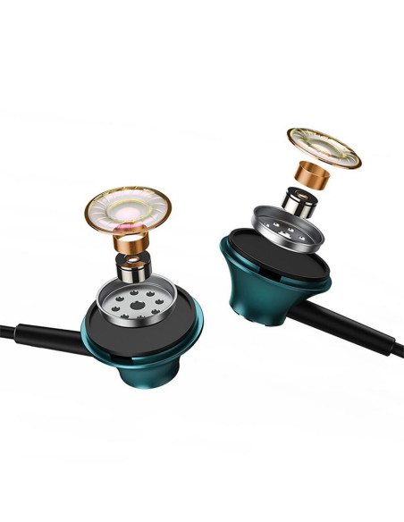 Écouteurs filaires BASEUS avec jack 3,5 mm et microphone Encok H06 vert
