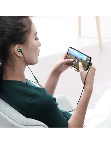 Écouteurs filaires BASEUS avec jack 3,5 mm et microphone Encok H06 vert
