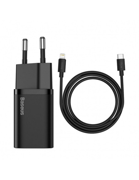 BASEUS chargeur secteur Type C + câble Type C vers Lightning PD QC3.0 3A 20W TZCCSUP-B01/CCCJGCE-D noir