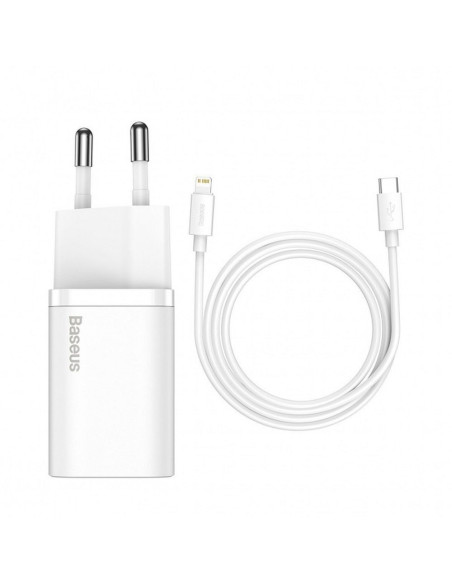 BASEUS chargeur secteur Type C + câble Type C vers Lightning PD QC3.0 3A 20W TZCCSUP-B02/CCCJGCE-D blanc