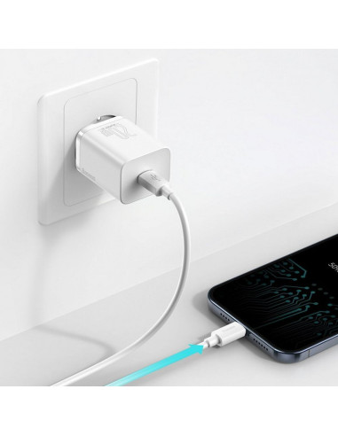 BASEUS chargeur secteur Type C + câble Type C vers Lightning PD QC3.0 3A 20W TZCCSUP-B02/CCCJGCE-D blanc