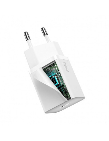 BASEUS chargeur secteur Type C + câble Type C vers Lightning PD QC3.0 3A 20W TZCCSUP-B02/CCCJGCE-D blanc