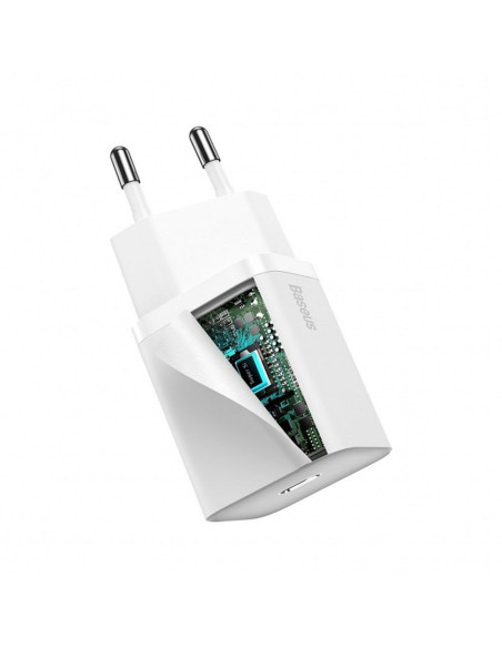 BASEUS chargeur secteur Type C + câble Type C vers Lightning PD QC3.0 3A 20W TZCCSUP-B02/CCCJGCE-D blanc