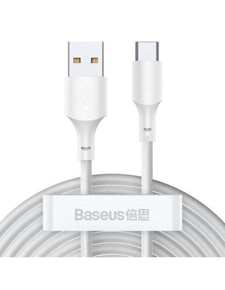 BASEUS cableUSB Typ C 2,4A Simple Wisdom TZCATZJ-02 1,5 m blanc 2 pcs