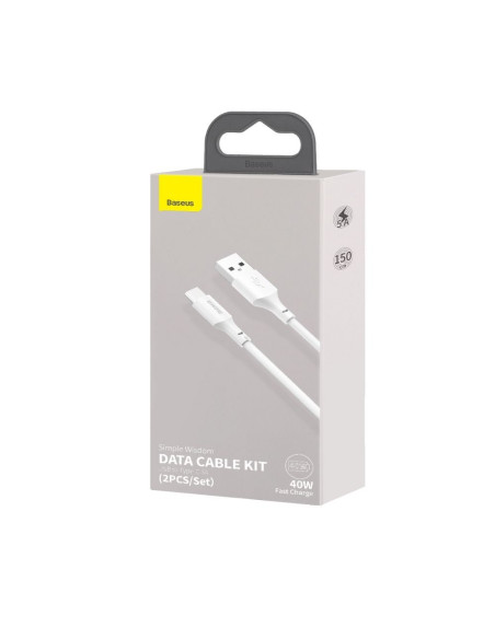 BASEUS cableUSB Typ C 2,4A Simple Wisdom TZCATZJ-02 1,5 m blanc 2 pcs
