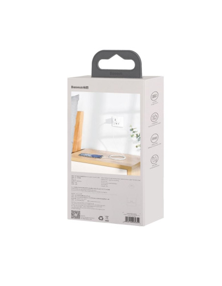 BASEUS cableUSB Typ C 2,4A Simple Wisdom TZCATZJ-02 1,5 m blanc 2 pcs