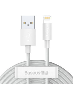 BASEUS cable USB pour Apple Lightning 8-pin 2,4A Simple Wisdom TZCALZJ-02 1,5 m blanc 2 pcs