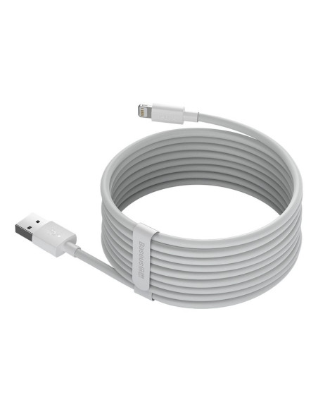 BASEUS cable USB pour Apple Lightning 8-pin 2,4A Simple Wisdom TZCALZJ-02 1,5 m blanc 2 pcs