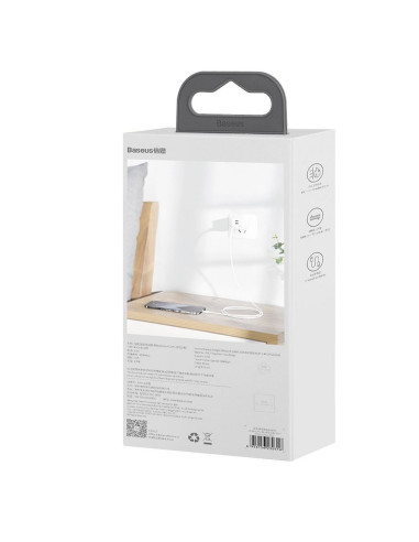 BASEUS cable USB pour Apple Lightning 8-pin 2,4A Simple Wisdom TZCALZJ-02 1,5 m blanc 2 pcs