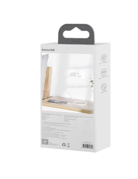 BASEUS cable USB pour Apple Lightning 8-pin 2,4A Simple Wisdom TZCALZJ-02 1,5 m blanc 2 pcs