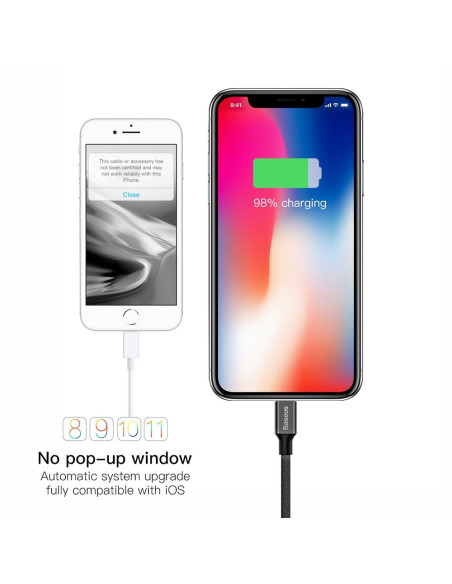 BASEUS Câble USB A vers Lightning 2A Yvien CALYW-A01 1,8 m noir