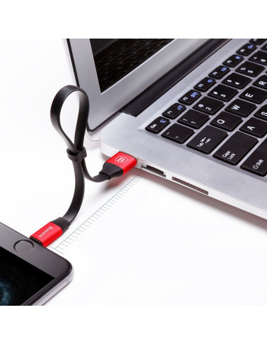 BASEUS Câble USB A vers Lightning 2A Nimble CALMBJ-B91 0,23 m noir et rouge