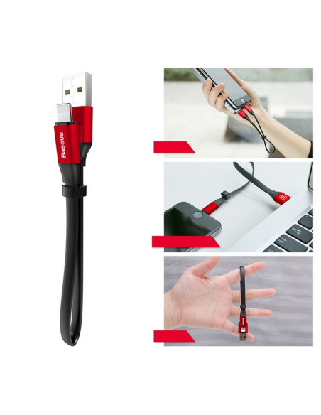 BASEUS Câble USB A vers Lightning 2A Nimble CALMBJ-B91 0,23 m noir et rouge