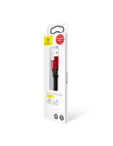 BASEUS Câble USB A vers Lightning 2A Nimble CALMBJ-B91 0,23 m noir et rouge