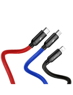BASEUS Câble 3-en-1 USB A vers Micro USB / Lightning / Type C 3,5A CAMLT-BSY01 0,3 m noir 2