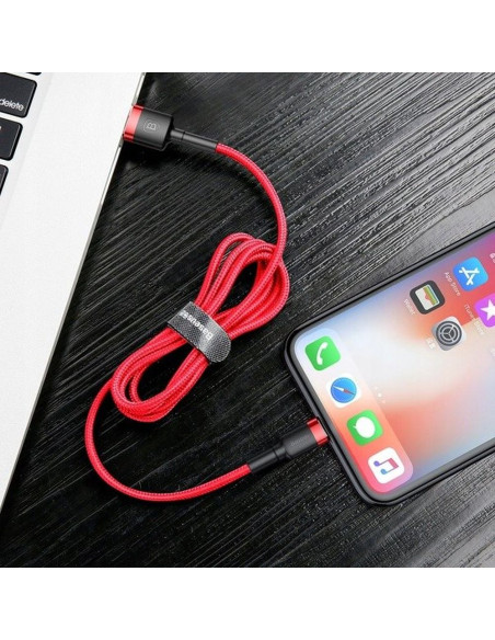 BASEUS Câble USB A vers Lightning 2,4A Cafule CALKLF-A09 0,5 m rouge noir
