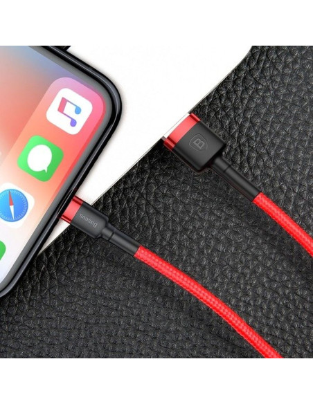 BASEUS Câble USB A vers Lightning 2,4A Cafule CALKLF-A09 0,5 m rouge noir