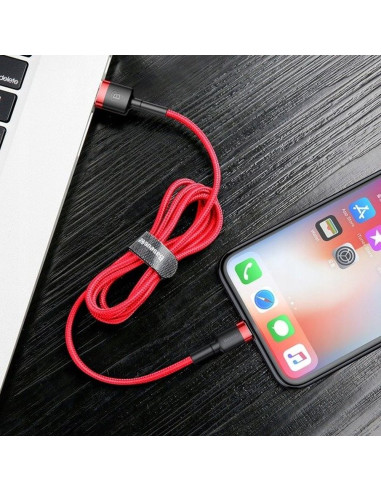 BASEUS Câble USB A vers Lightning 2,4A Cafule CALKLF-B09 1m rouge noir