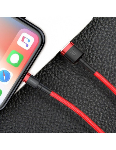 BASEUS Câble USB A vers Lightning 2,4A Cafule CALKLF-B09 1m rouge noir