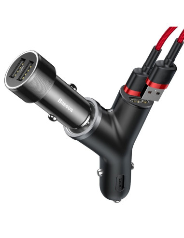 Chargeur voiture BASEUS Y type 2xUSB + prise allume-cigare NOIR CCALL-YX01/BSC-C16N