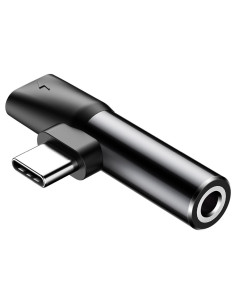 BASEUS Adaptateur 2-en-1 Type C (mâle) vers Jack 3.5mm (femelle) + Type C (femelle) CATL41-01 noir 2