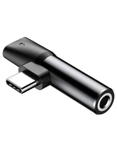 BASEUS Adaptateur 2-en-1 Type C (mâle) vers Jack 3.5mm (femelle) + Type C (femelle) CATL41-01 noir