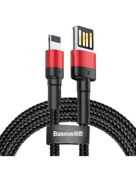 Câble BASEUS Cafule compatible avec for iPhone 2,4A 1 metre rouge-noir