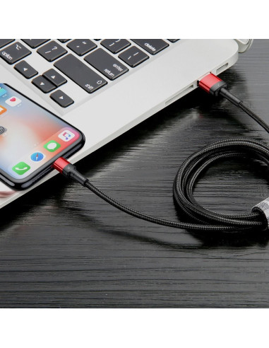 Câble BASEUS Cafule compatible avec for iPhone 2,4A 1 metre rouge-noir