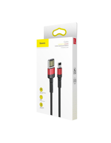 Câble BASEUS Cafule compatible avec for iPhone 2,4A 1 metre rouge-noir