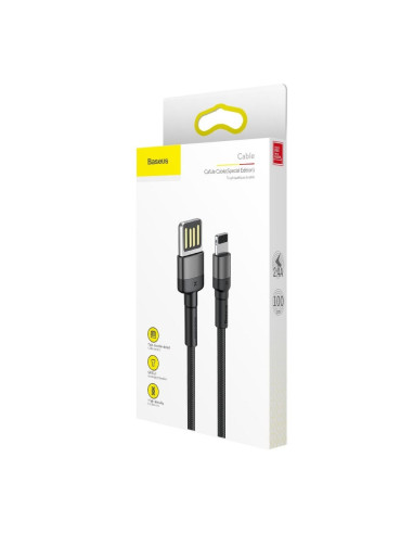 Câble BASEUS Cafule compatible avec for iPhone 2,4A 1 metre gris-noir