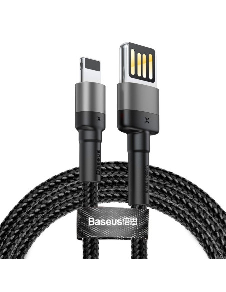 Câble BASEUS Cafule compatible avec for iPhone 1,5A 2 metres gris-noir