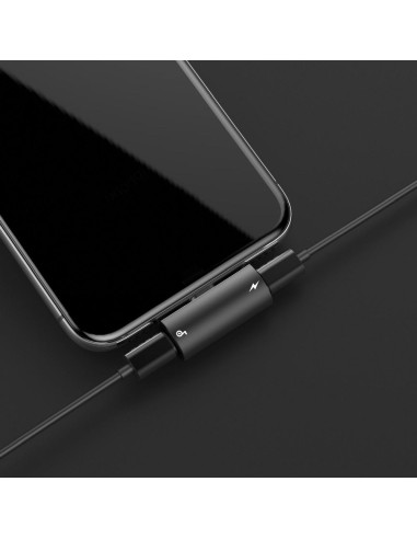 BASEUS adaptateur audio/HF d"for iPhonefor iPhone Lightning 8-pin vers 2x for iPhone Lightning 8-pin NOIR CAL46-01