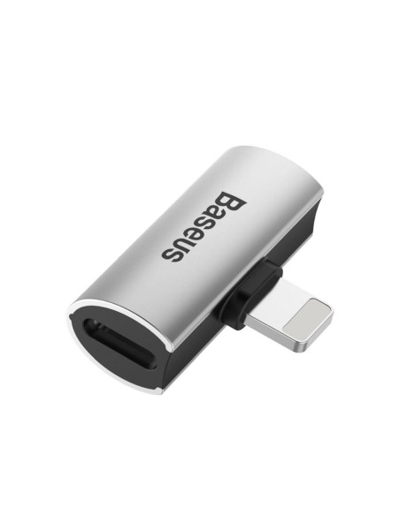 BASEUS adaptateur audio/HF d"for iPhonefor iPhone Lightning 8-pin vers 2x for iPhone Lightning 8-pin ARGENT - NOIR