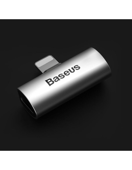 BASEUS adaptateur audio/HF d"for iPhonefor iPhone Lightning 8-pin vers 2x for iPhone Lightning 8-pin ARGENT - NOIR