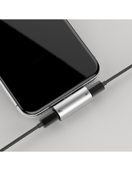 BASEUS adaptateur audio/HF d"for iPhonefor iPhone Lightning 8-pin vers 2x for iPhone Lightning 8-pin ARGENT - NOIR