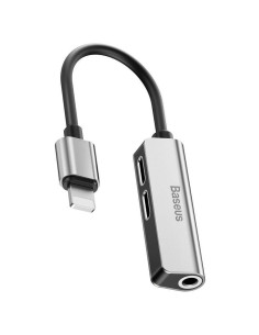 BASEUS Adaptateur AUX 3in1 Ligthning vers Jack 3,5 mm (femelle) + 2 x Lightning L52 CALL52-S1 argenté noir