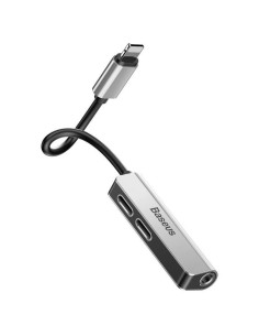 BASEUS Adaptateur AUX 3in1 Ligthning vers Jack 3,5 mm (femelle) + 2 x Lightning L52 CALL52-S1 argenté noir 2
