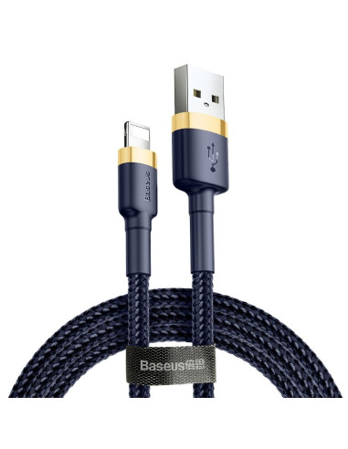Câble USB BASEUS Cafule pour iPhone Lightning 8 broches 2.4A 1 metre doré-bleu CALKLF-BV3
