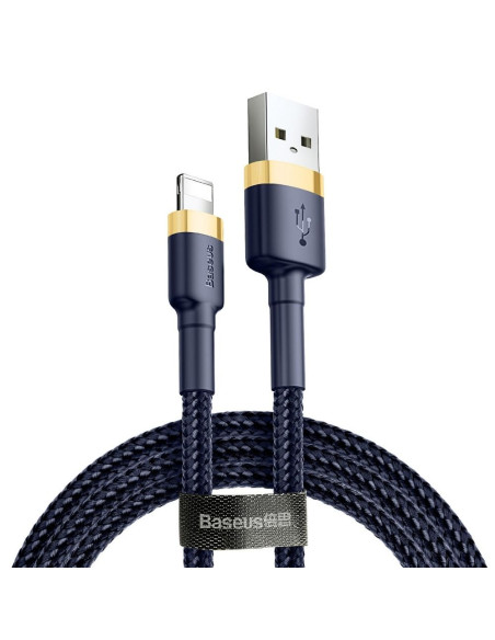 Câble USB BASEUS Cafule pour iPhone Lightning 8 broches 2.4A 1 metre doré-bleu CALKLF-BV3