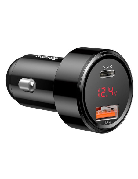 BASEUS Chargeur voiture MAGIC SERIES avec écran LCD USB + USB QC 45W noir CCMLC20C-03